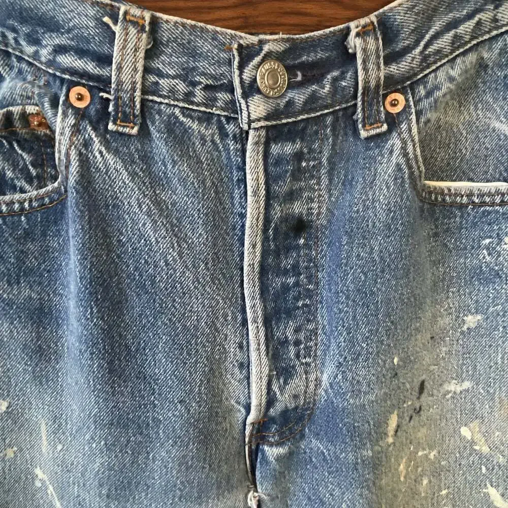 Levi’s 501 USA Made Paint Splatter Jeans Grunge Distressed Workwear W30
